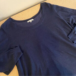 B Skies Are Blue Navy Boatneck Sweater Size 2x; back with layered opening